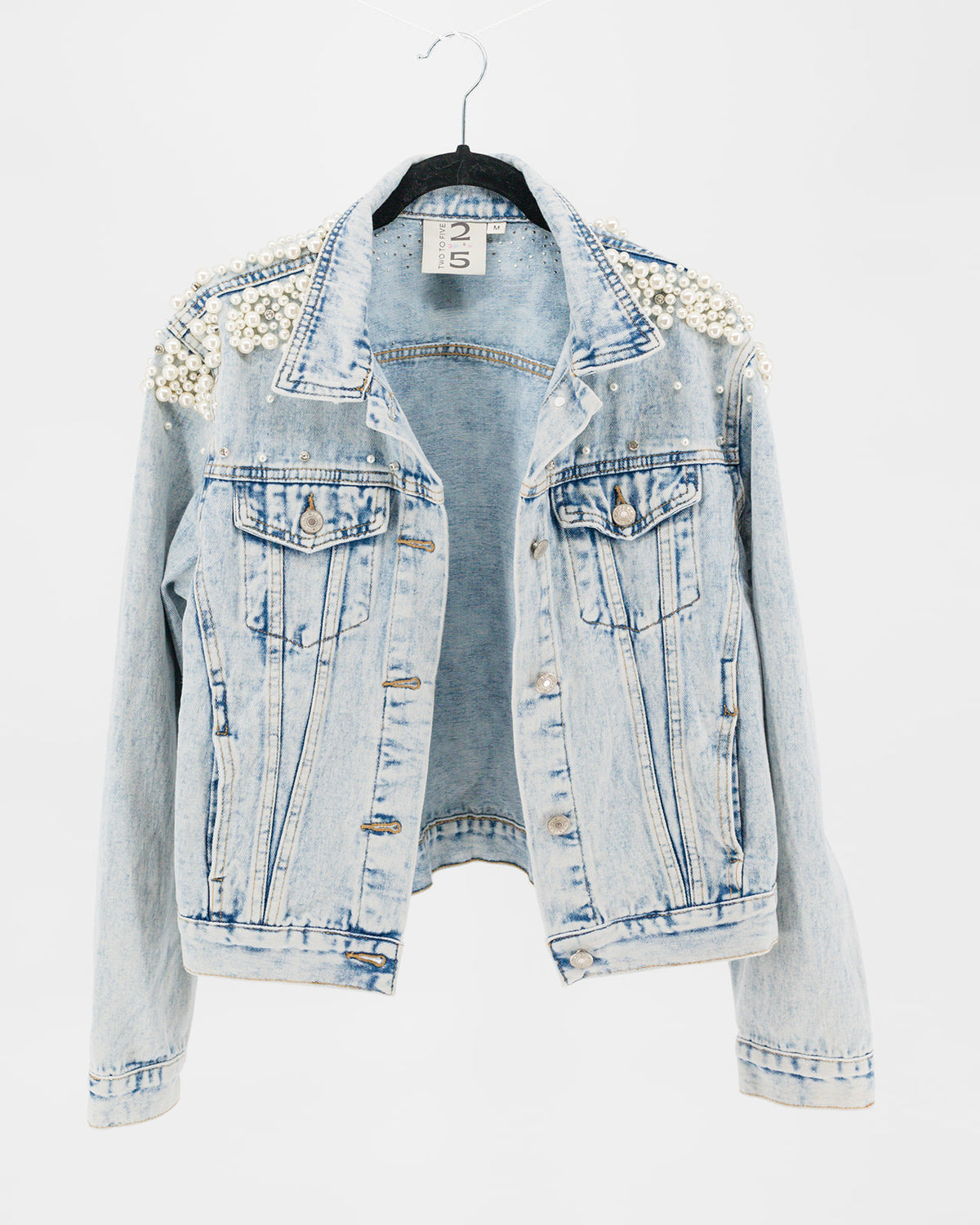 Pearls and more pearls jean jacket