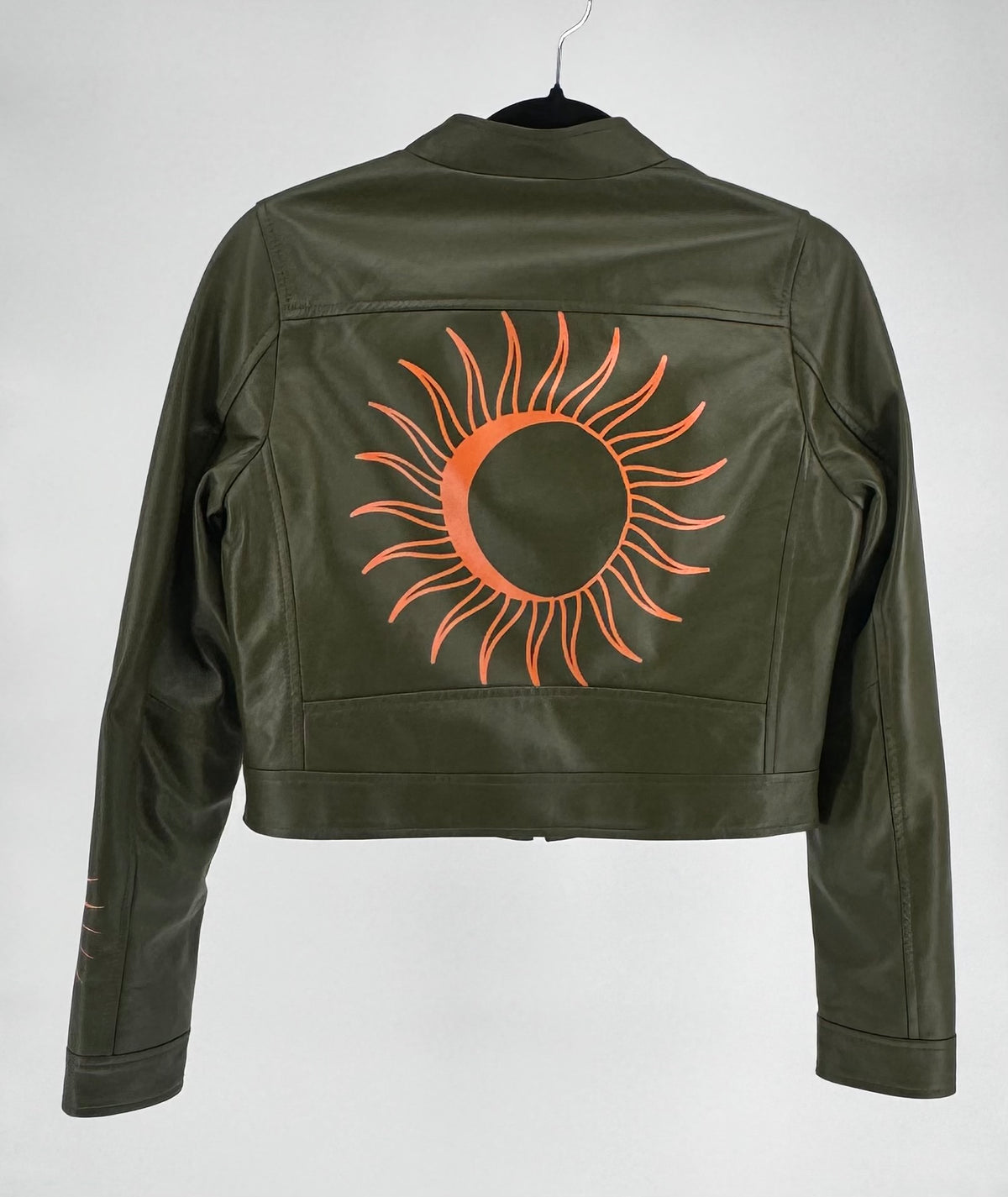 Let The Sun Shine In - army green leather jacket