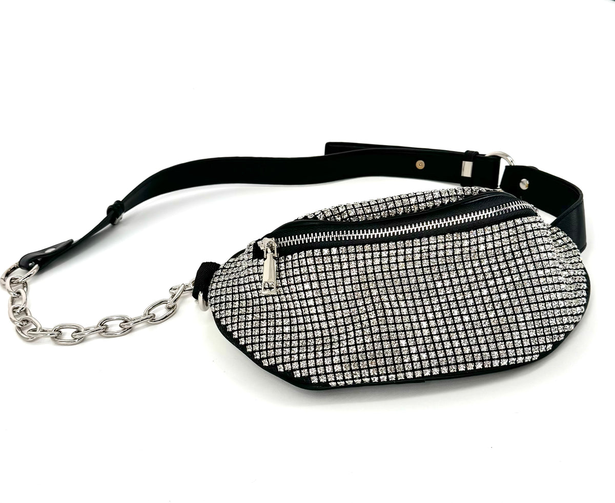 Bling- out faux leather waist bag